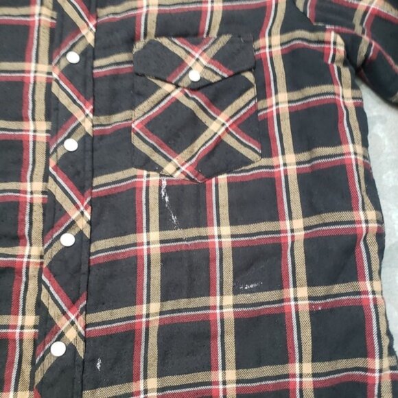 Wrangler Western Shirt Mens Medium Black Flannel Lined Pearl Snap Pockets - Picture 4 of 10